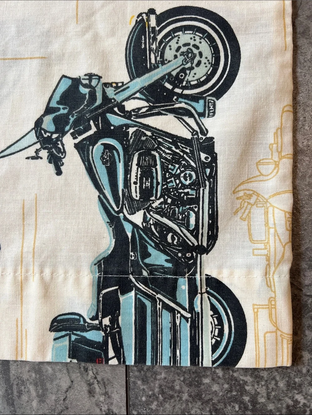 Vintage Harley-Davidson Cream Twin Sheet set with Motorcycle print great cond